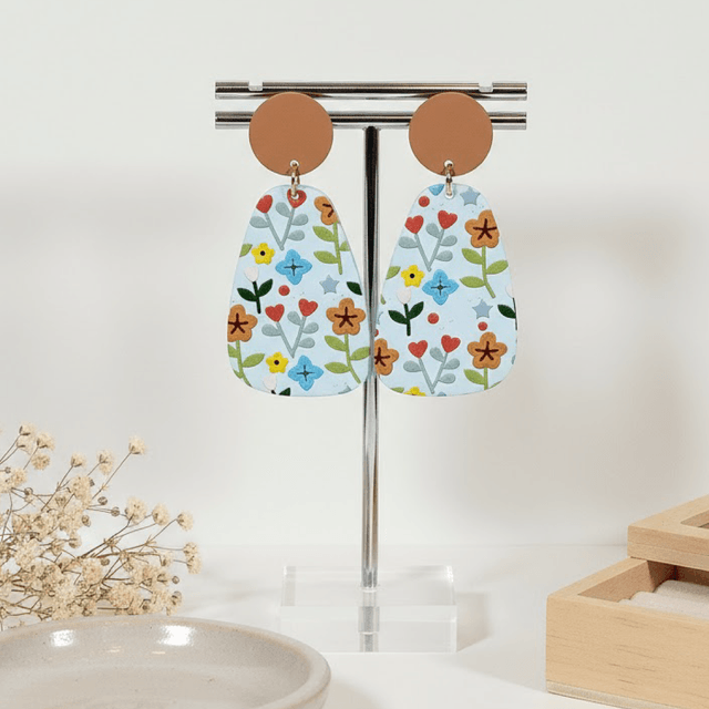 Brincos Floral Blue