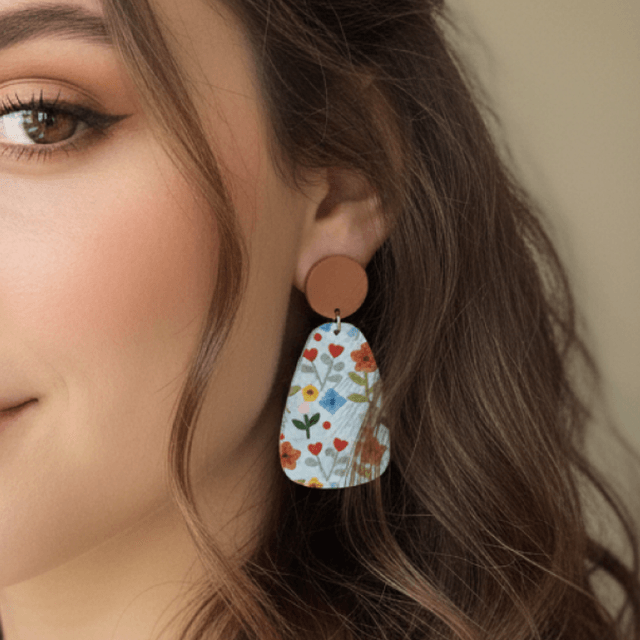 Brincos Floral Blue