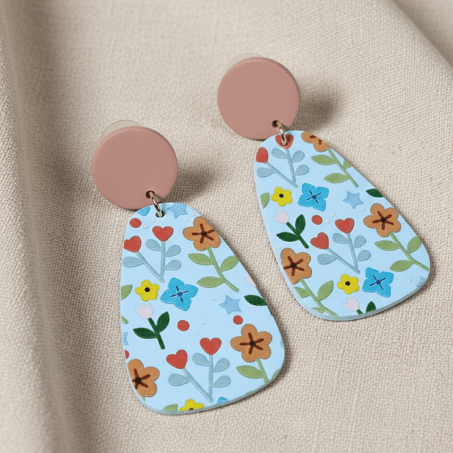 Brincos Floral Blue